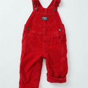 OshKosh B'gosh Red Corduroy Vestbak Overalls - Size 9M - GUC